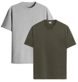 ADRO T Shirts Pack of 2 Mens Tshirts Cotton T Shirts for Men Tshirt T-Shirts Combo T Shirts Tshirts for Men Plain Solid Tshirts Grey Olive Tshirt for Men RCM2-PLN-GR-OL-M,Grey,Olive