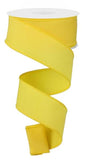 Solid Diagonal Weave Wired Edge Ribbon, 10 Yards (1.5 Inch, Yellow)