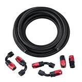 EVIL ENERGY 8AN Fuel Line Kit, AN8 Nylon Braided Fuel Line Hose Fitting Kit CPE 10FT Black&Red