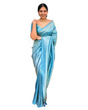 Flosive Womens Kanjivaram Silk Saree With Handloom Weaving Work With Blouse (SKY)