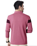 Eyebogler Polo Neck Full Sleeve Printed Casual Men Tshirt,Pink Wine MelangeApparel,2XL