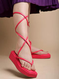 Shoetopia Stylish Ankle Wrap Pink Flat Sandals For Women & Girls /Eu40,Pink,7,B0DK732BZQ