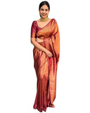 Flosive Womens Present Banarasi Soft Lichi Silk Saree Beautiful Jacquard Rich Pallu Design Work Zari Woven Kanjivaram Silk Style