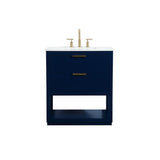 Elegant Decor Larkin 30 Solid Wood Mdf Single Bathroom Vanity In Blue