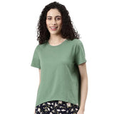 Enamor Women'S Solid Relaxed Fit T-Shirt (E305_Dark Ivy L)