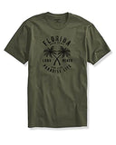 Adro Florida Paradise Life Mens Printed T-Shirt (L, Olive Green)