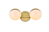 Living District Majesty 2-Light Metal Bath Sconce In Brass/Frosted White