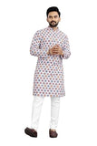 Lookmark Men'S Cotton Blend Printed Long Kurta Suitable For All Indian Wedding, Occasions, And Festivals (Az-Lm-Og-Kurta 24-L) M