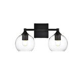 Living District Foster 2-Light Iron & Glass Bath Sconce In Black/Clear
