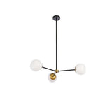 Living District Briggs 3-Light Metal Pendant W/White Shade In Black And Brass