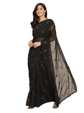 Womanista Womens Plain Georgette Saree with Mirror Work (TI2827_Black)