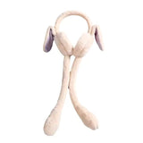 Rabbit Ear Moving Earmuffs For Kids Warm Plush Winter Headband For Boys & Girls | Pneumatic Animated Floppy Ear Design | Soft 