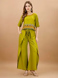 Womanista Women'S Viscose Rayon Solid Regular (Co-Ords_9068_Green_S)