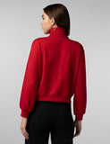 FYLTR Women's Drop Shoulder Boxy Fit Sweatshirt with Turtle Neck & Balloon Sleeve,Scarlet Ember