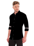Lookmark Men'S Cotton Blend Stitched Solid Full Sleeve Shirt(Shirt 01-S) Black