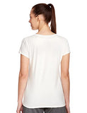 Enamor Essentials Womens Short Sleeve V Neck Slim Fit Breathable Stretch Cotton Tee - E067-(E067_Ivory_Xl)