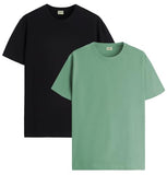 ADRO T Shirts Pack of 2 Mens Tshirts Cotton T Shirts for Men Tshirt T-Shirts Combo T Shirts Tshirts for Men Plain Solid Tshirts Black Pista Tshirt for Men RCM2-PLN-BL-PT-XL,Black,Pista