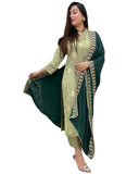 Gosriki Women'S Rayon Viscose Printed Straight Kurta With Pant & Dupatta (Udh Pista-Vks01-Gs_Xl_Pista_X-Large),Pista,,B0DVPF6GJZ