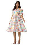 Leriya Fashion Midi Dress for Women | One Piece Dress for Women | Beach Dress for Women (Small, Multicolor)
