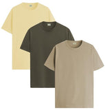 Adro Men'S Solid Regular Fit T-Shirt (Rcm3-Pln-Ly-Ol-Be_Light Yellow Olive Beige,Light Yellow,Olive,BApparel,L