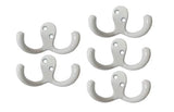 QCAA Premium Double Robe Hook, 2-3/4, Zinc Die Cast, Matte White, 5pack, Made in Taiwan