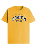 Adro Mens Printed T Shirt - Premium Cotton Graphic Printed Tshirt - Mustard T-Shirt - Rn24-Bost-Mu-M