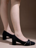 Shoetopia Rhinestone Decor Pointed Toe Stylish Black Pumps For Women & Girls /Eu39,Black,6,B0DRJDGBHB
