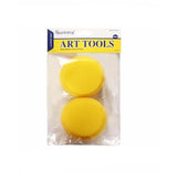 Levin Paint Foam Sponge Brush Set, Wooden Handle Foam Brush, Paint Tools For Kids, Painting Stippler (2Pc Yellow Round)