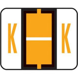 AZ ColorCoded BarStyle End Tab Labels, Letter K, Light Orange, 500/Roll