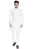 Divisive Men'S Plain Cotton Blend Linen Slim Fit Kurta Pyjama Set (Dkrt70_Xl_White)