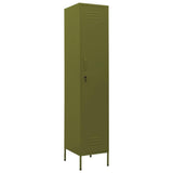 vidaXL Locker Cabinet - Olive Green Steel Cabinet with Adjustable Shelves and Lock, Ideal for Office or Room Storage