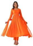 Gosriki Women'S Rayon Viscose Anarkali Solid Kurta With Pant & Dupatta (Garbo Orange-Vks05-Gs_M_Orange_Medium),Orange,,B0FDBDPG2F