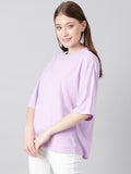 Kotty Women'S Cotton Blend Solid Oversized T-Shirts,Light PurpleApparel,XL