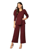 Dhruvi Trendz Womens Rayon Co-Ord Set Regular Fit Co-Ord Set (Dt-W1809&Tr865_Red_L)