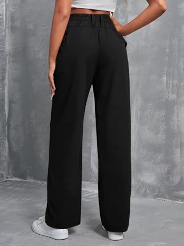 Toplot Cotton Solid Multi-Pocket Cargo Pant For Women (Wide-Leg-Cargo-5195-Black-32),Black,32,B0D9VQ6F1F
