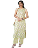 Gosriki Women'S Rayon Viscose Straight Printed Kurta With Pant (Malati Lemon-Gs_M_Green_Medium),Green,,B0F1SZG3JP