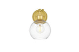 Living District Kai 1-Light Metal & Glass Bath Sconce In Brass/Clear