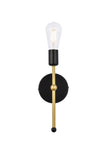 Living District Indoor Modern Home Decorative Bright Ceiling Keely 1 Light Black And Brass Wall Sconce