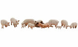 HO Scenic Accents Yorkshire Pigs & Piglets (12) HO Woodland Scenics