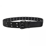 Merishopp 2Xdouble Grommets Belt Aesthetic Casual Pin Buckle Belt Punk Belts Canvas Belt 110Cm Black