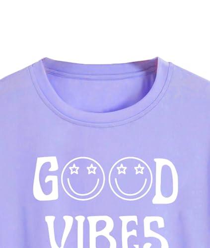 Toplot Text Printed Round Neck Crop Top For Women (Vibes-Crop-Top-5202-Purple-Xs),Purple,,B0DCTLCXTK