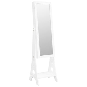 Vidaxl Led Mirror Jewelry Cabinet - Free Standing, Lockable, Engineered Wood, Full-Length Mirror, Eiffel Tower Legs - Convenient Organized Jewelry And Accessories Storage In White