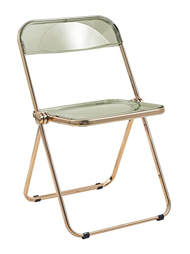 Leisuremod Lawrence Acrylic Folding Chair With Gold Metal Frame