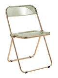Leisuremod Lawrence Acrylic Folding Chair With Gold Metal Frame