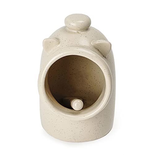 Rsvp International Oat Stoneware Pig Keeper W/Spoon | Cute Addition To Your Kitchen | Holds 6 Ounces Of Salt | Wide Opening For