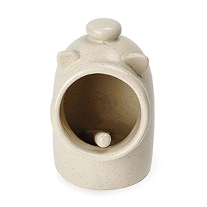 Rsvp International Oat Stoneware Pig Keeper W/Spoon | Cute Addition To Your Kitchen | Holds 6 Ounces Of Salt | Wide Opening For