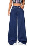 Kotty Women'S High Rise Relaxed Fit Solid Jeans(Blue,28)