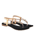 Shoeopia Embellished Strap Rose-Gold Flat Sandals For Women & Girls /Eu39,Rose-Gold,6,B0DZVPFN34
