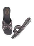 Shoetopia Embellished Cross Strap Grey Flats For Women /Eu42,Grey,9,B0DK73LTZN