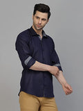 Lookmark Men'S Cotton Blend Stitched Solid Full Sleeve Shirt(New-Shirt 04-Xl) Blue